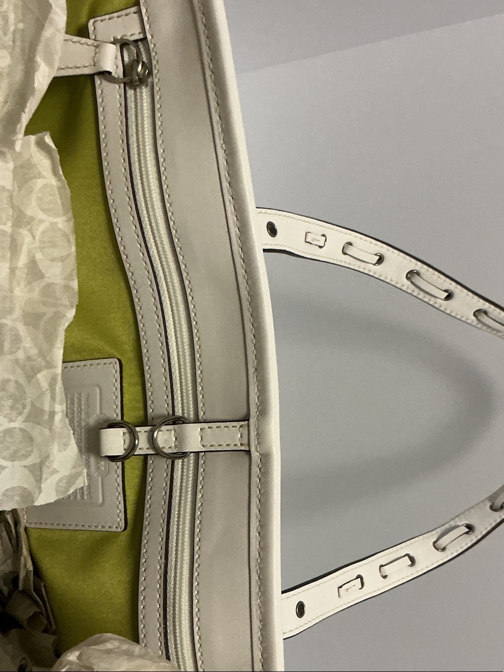 Coach Multicolor Suede Patchwork Tote — Teal, Aqua, Lime, Mustard & White - Picture 7 of 10